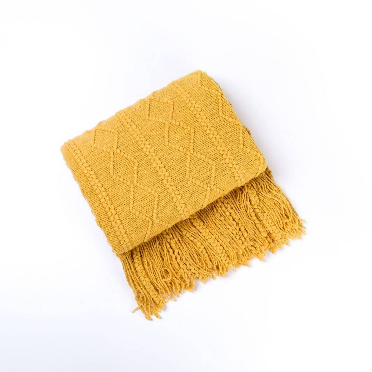KNITTED WARM BLANKET WITH TASSELS_CWMM0199