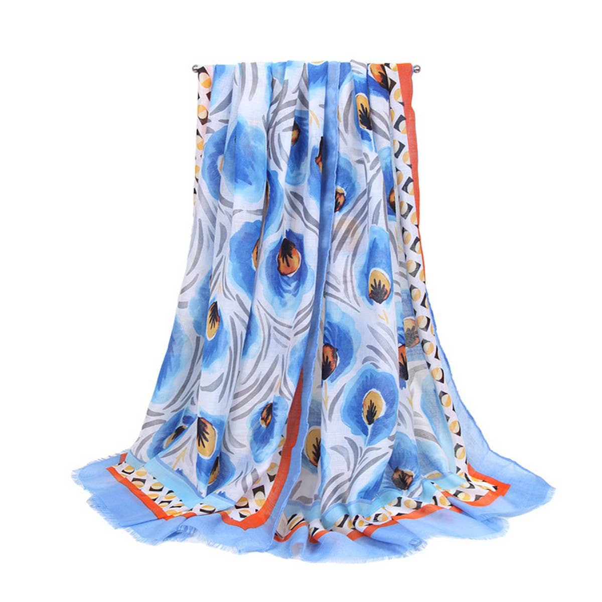 Floral Print Satin Scarf Spring Beach Wrap_Cwasc0681