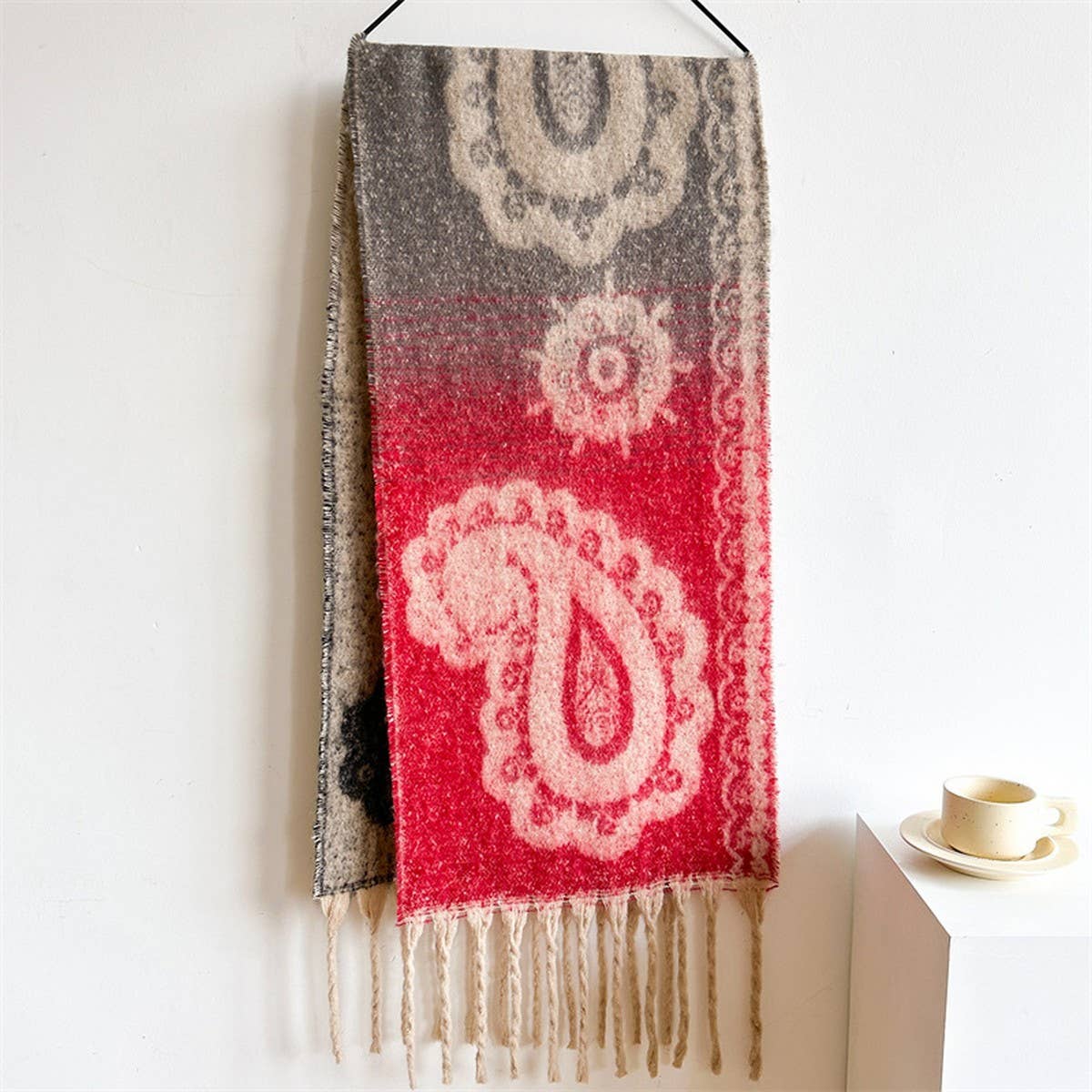 Vintage Paisley Scarf Thick Tassel Winter Wrap_Cwasc0970