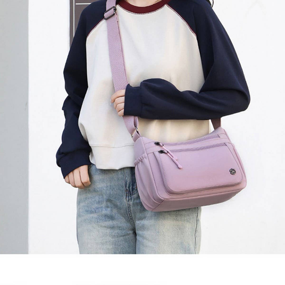 CASUAL SIMPLE MULTI LAYER NYLON SHOULDER BAG_CWASC1779