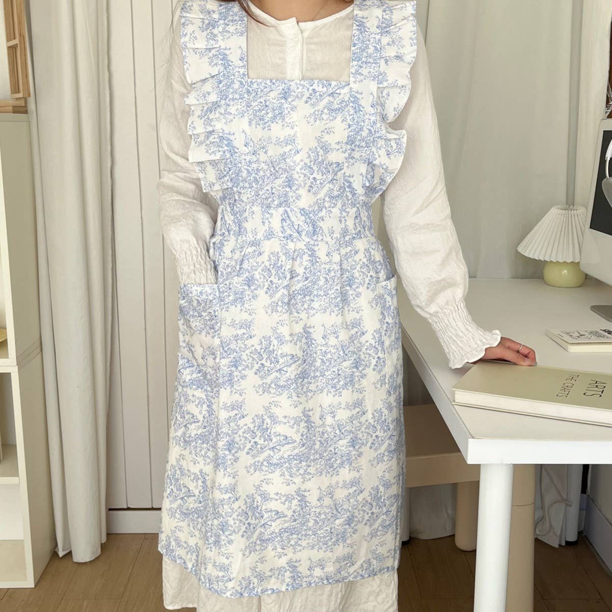 Waterproof Ink Leaf Edge Fish Tail Household Apron_Cwmm5799