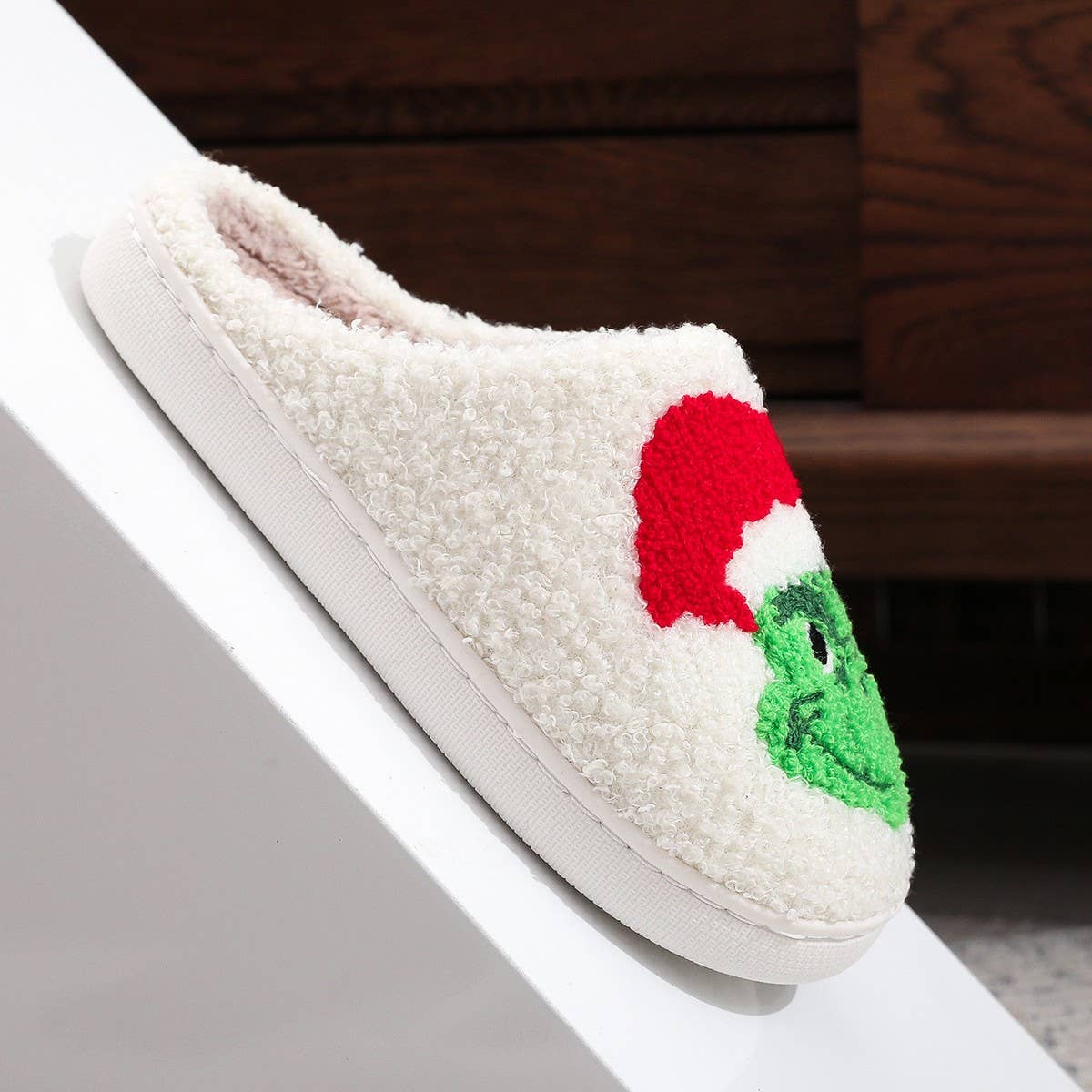 Winter Home Grinch Pattern Cotton Slippers
