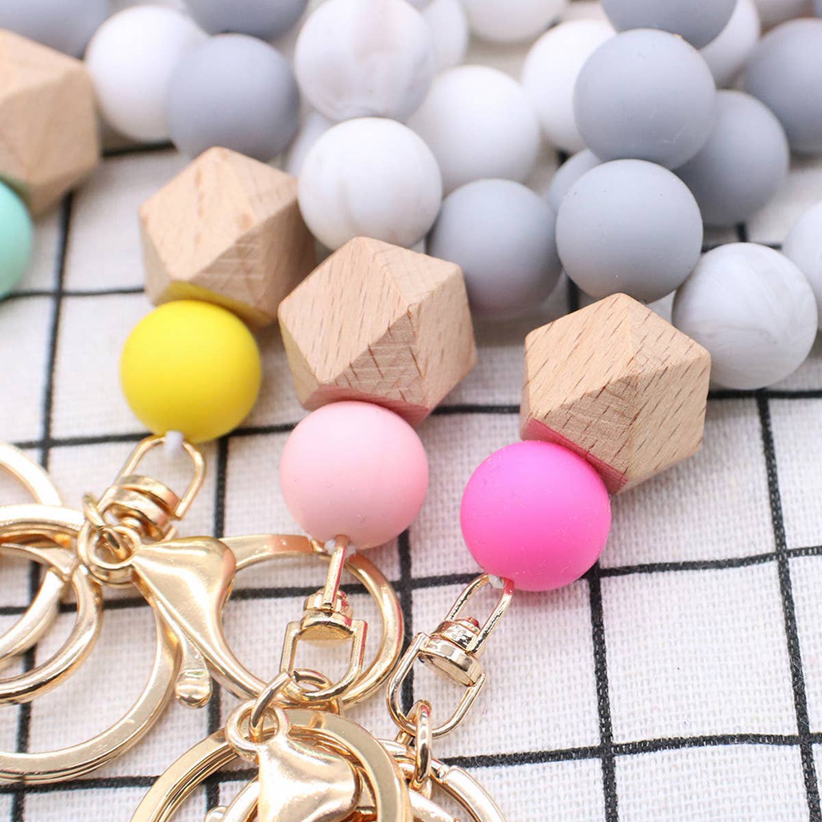 COLORFUL SILICONE BEAD BRACELET KEYCHAIN_CWMM1575