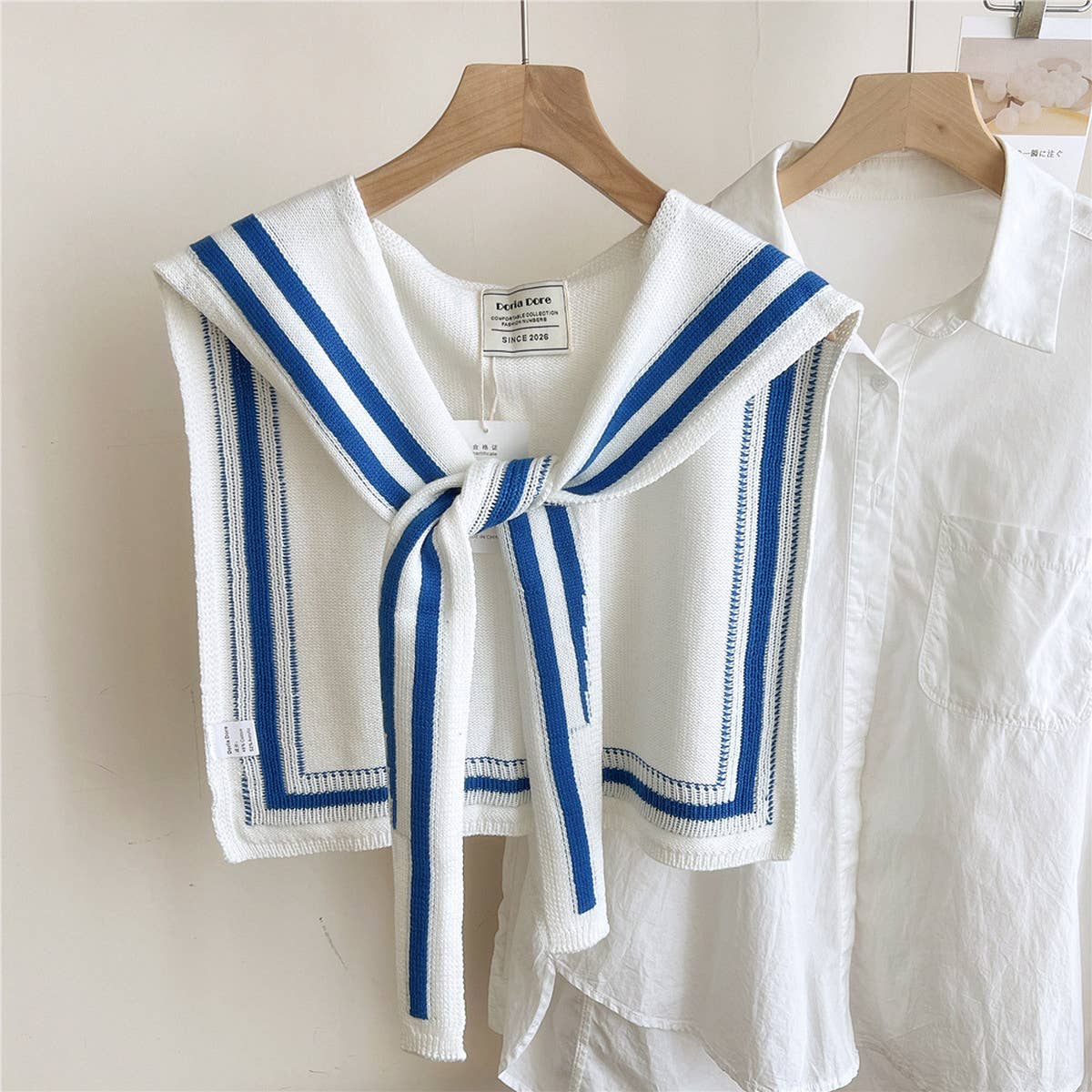 DOUBLE ROW STRIPED FRAME KNITTED SHAWL_CWASC0846