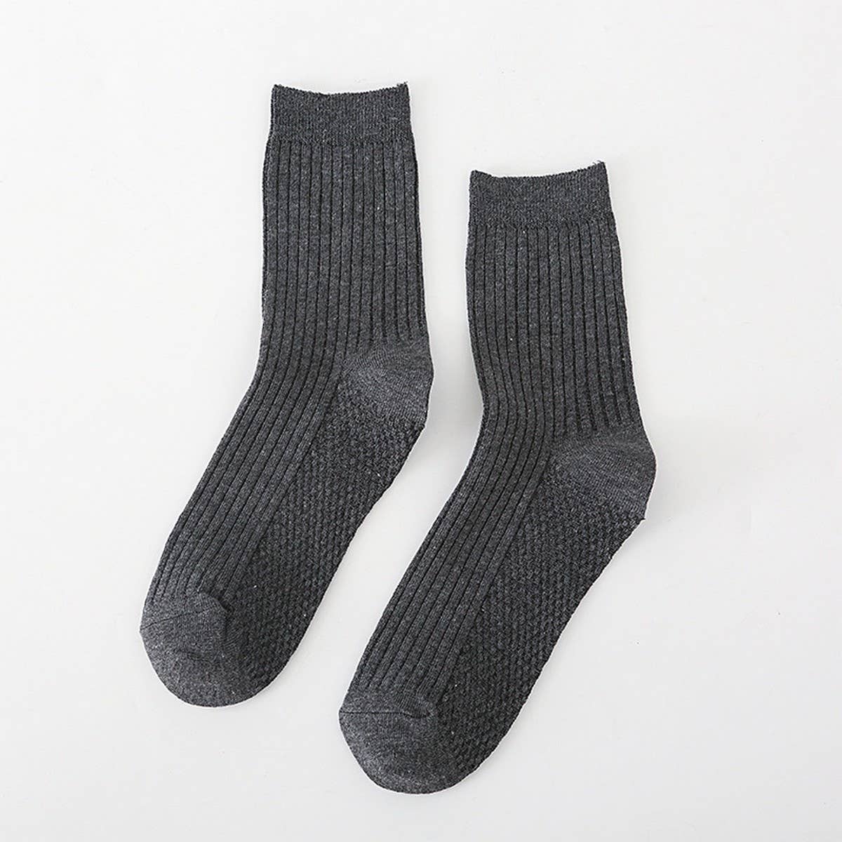 SOLID COLOR MASSAGE BOTTOM CASUAL MID CALF SOCKS_CWMS0993
