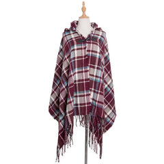 HORN BUTTON BOHEMIAN HOODED CAPE SHAWL_CWASC1201