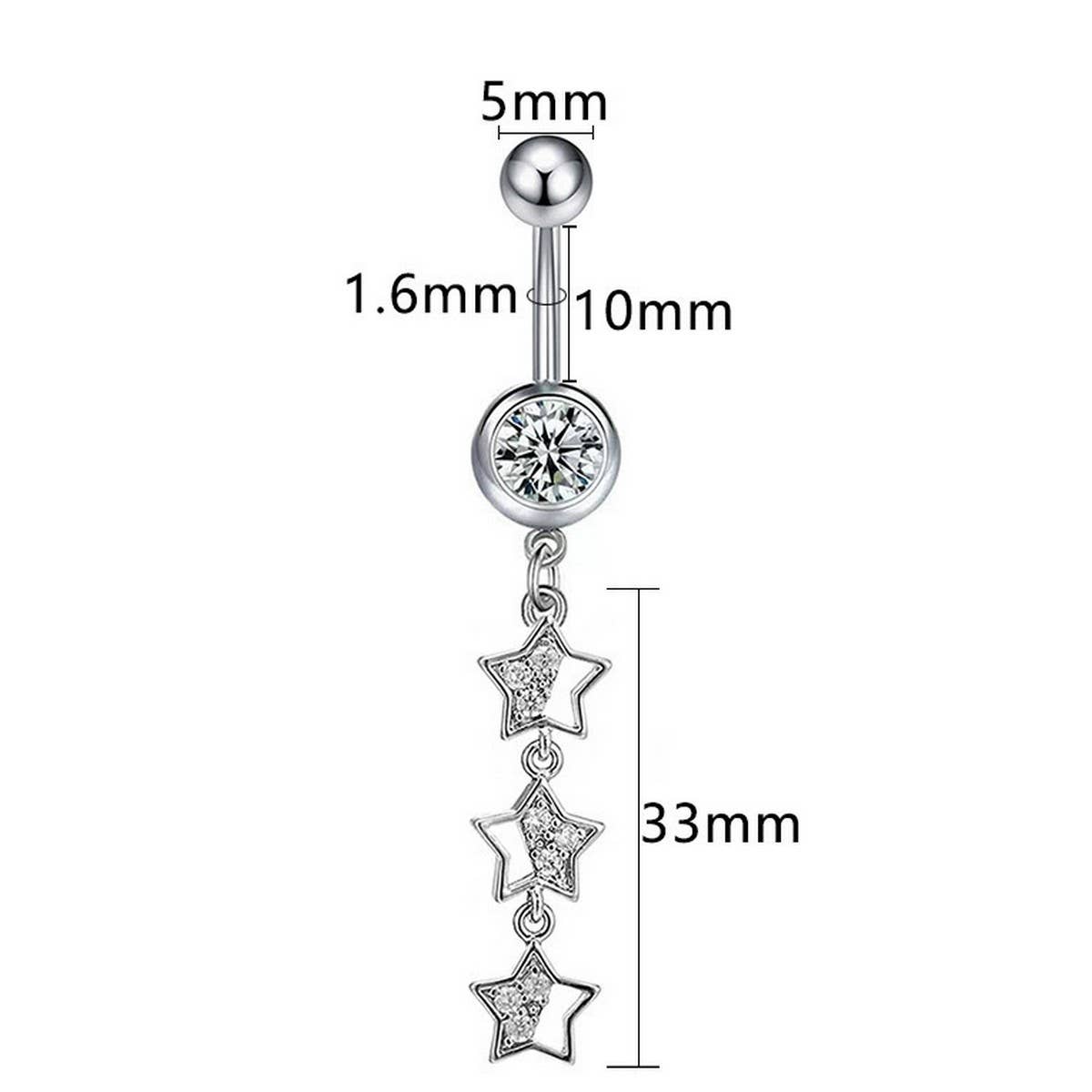 STAR DANGLE BELLY RING CZ HYPOALLERGENIC PIERCING_CWMM9311