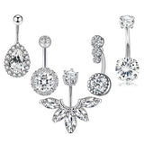 NEW ANGEL WINGS CZ BELLY RING WITH PRONG SETTING_CWMM9242