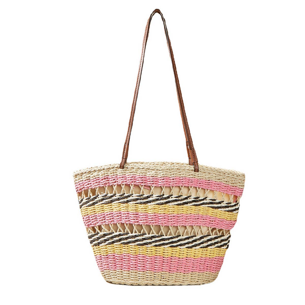 BOHEMIAN CONTRAST STRIPED WOVEN BAG_CWAB1971