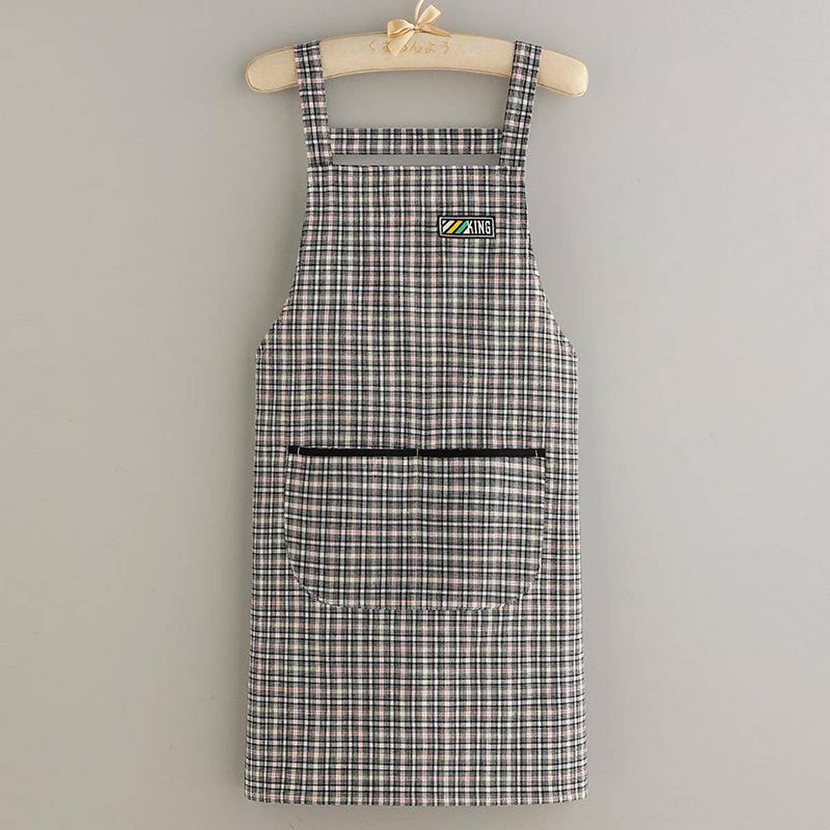 SUMMER THIN PLAID COTTON APRON WITH POCKETS BULK_CWMM2040
