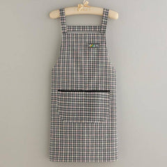 SUMMER THIN PLAID COTTON APRON WITH POCKETS BULK_CWMM2040