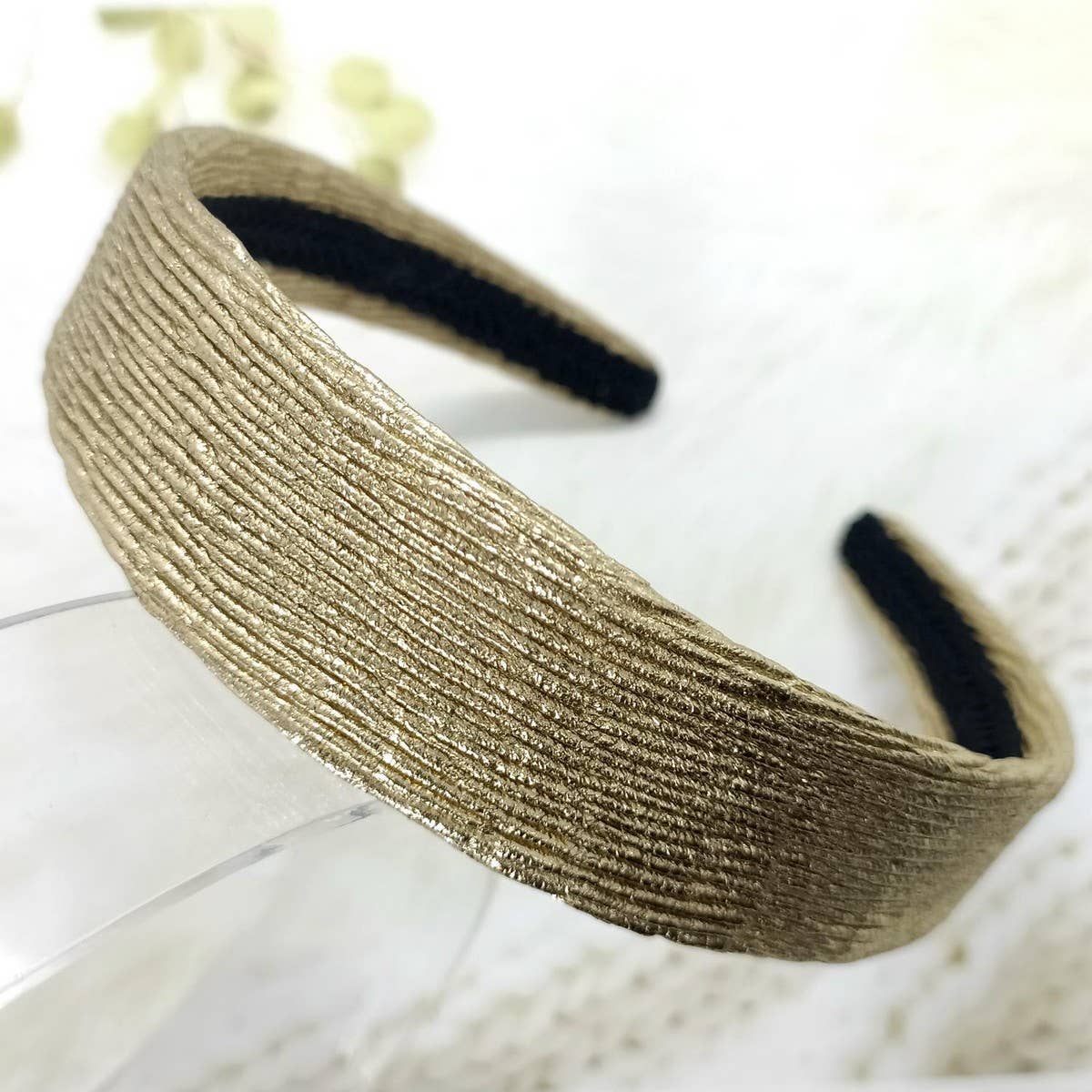 METALLIC RUCHED WAVE PU HEADBAND PALACE STYLE_CWAHA6318