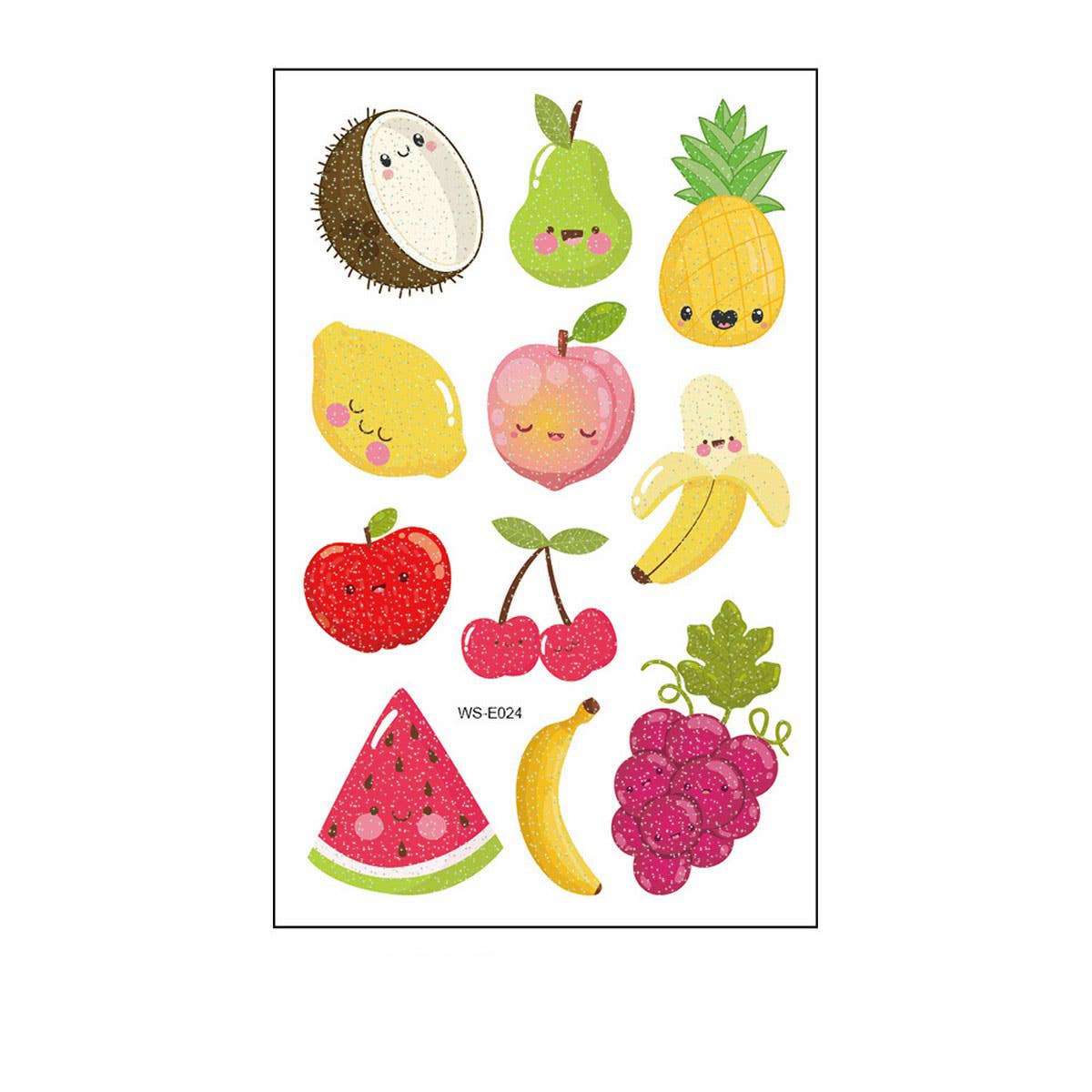 Waterproof Kids Sparkle Fruit Veggie Tattoos_Cwmm8258