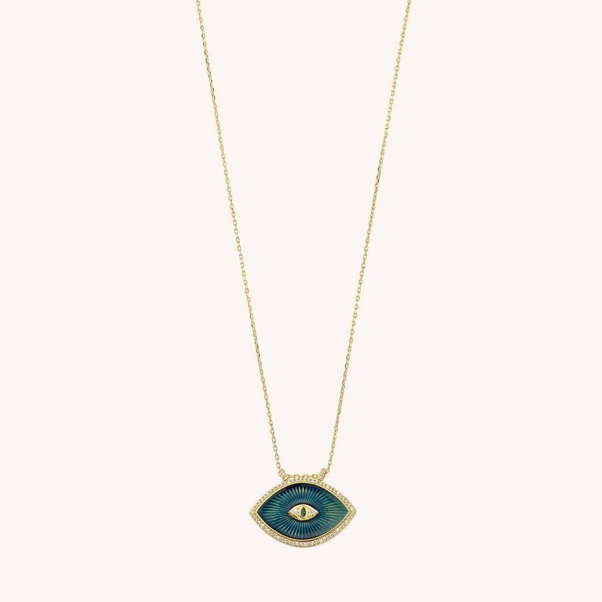 BOHEMIAN EVIL EYE COLORFUL OIL DROP NECKLACE_CWMM3926