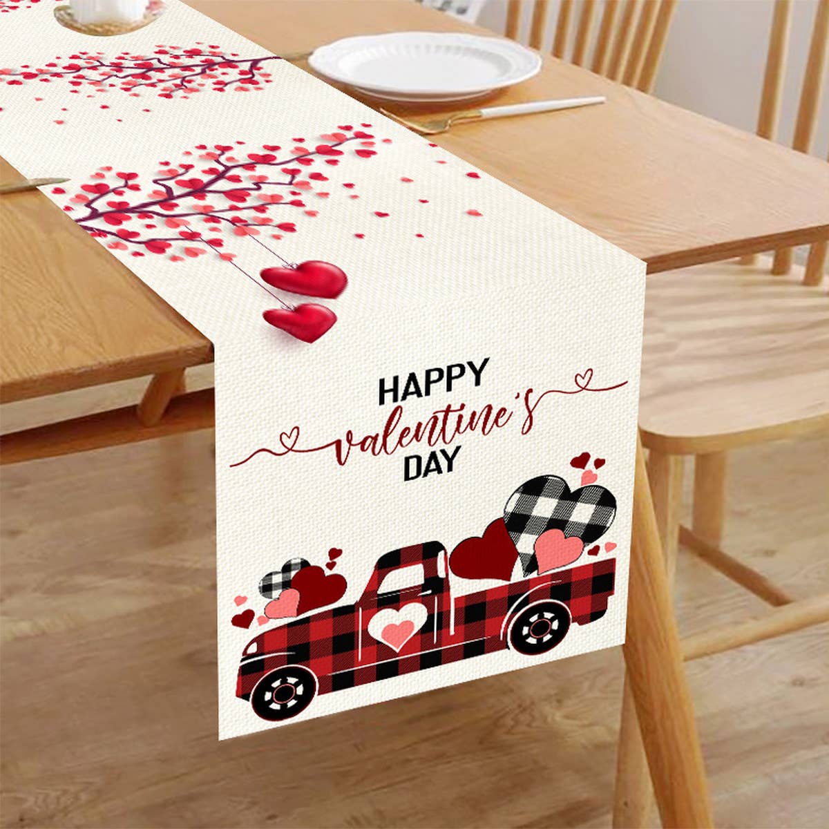 Valentines Day Digital Printed Table Flag_Cwmm0787