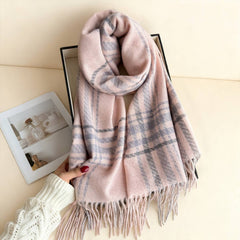 Minimal Plaid Soft Cashmere Feel Winter Scarf_Cwasc03246