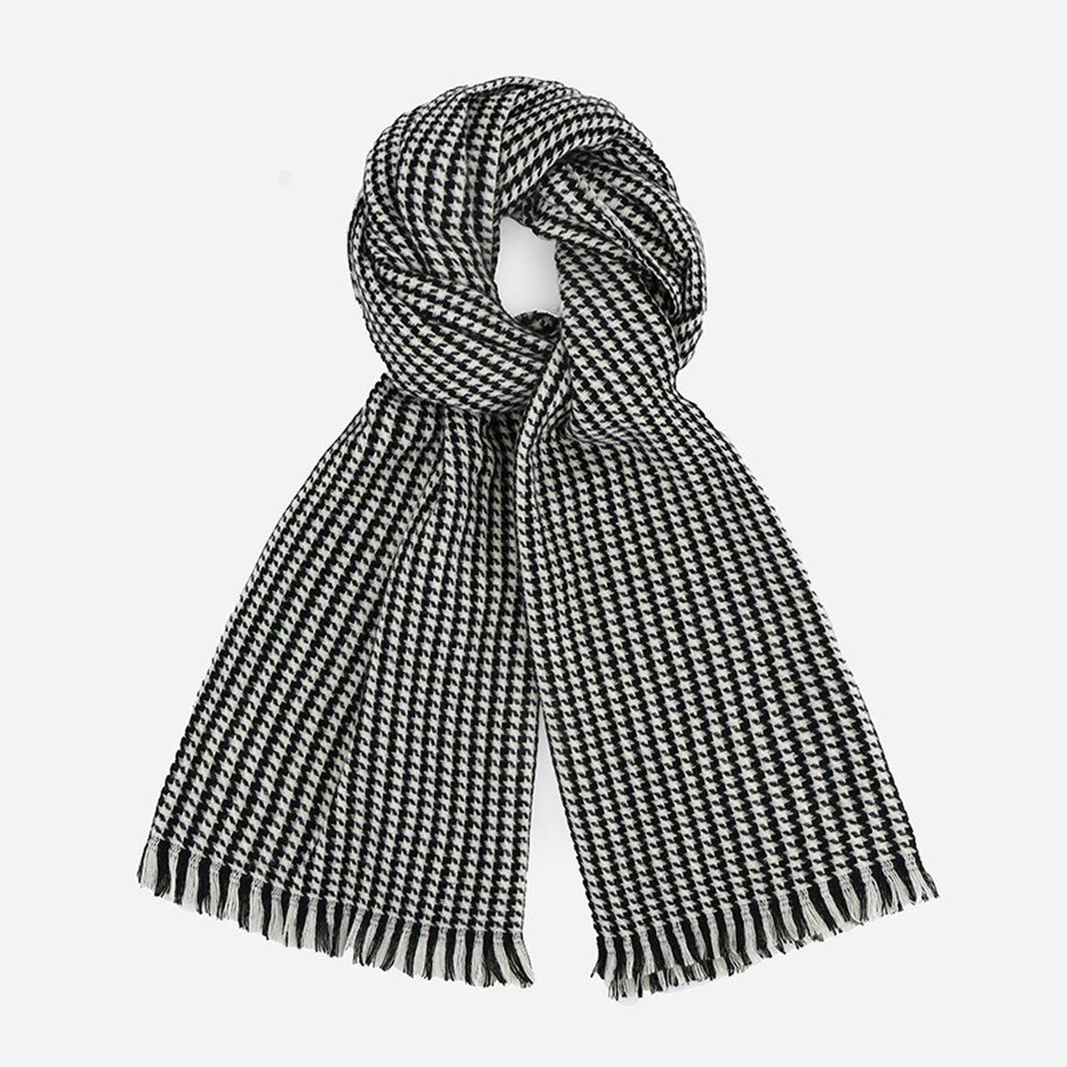 Fashionable Houndstooth Tassel Scarf_Cwasc1105