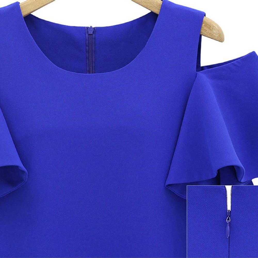 Strapless Solid Color Round Neck Ruffled Dress