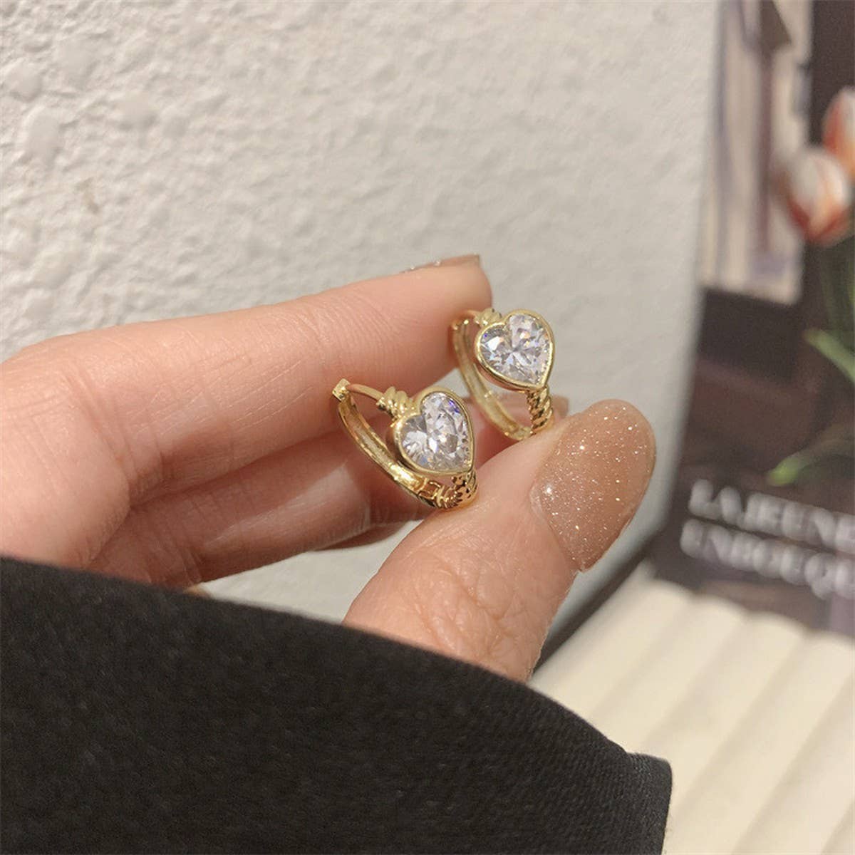 Valentines Day New Design Zircon Heart Earrings