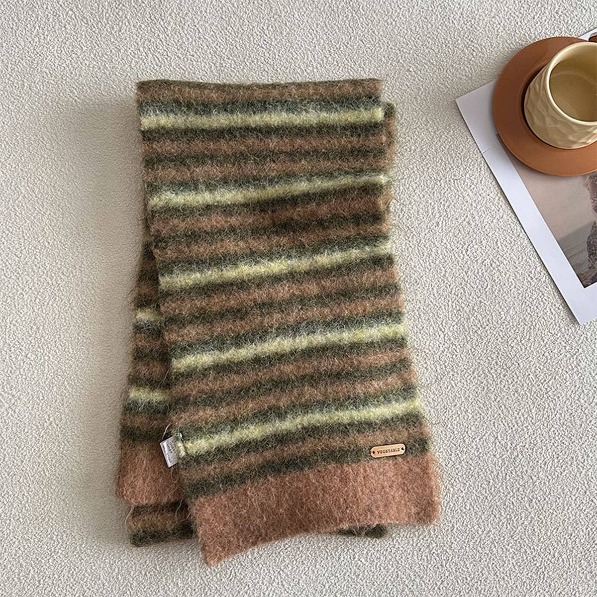 PLUSH KNIT STRIPED WOOL BLEND SCARF FOR WINTER_CWASC2363