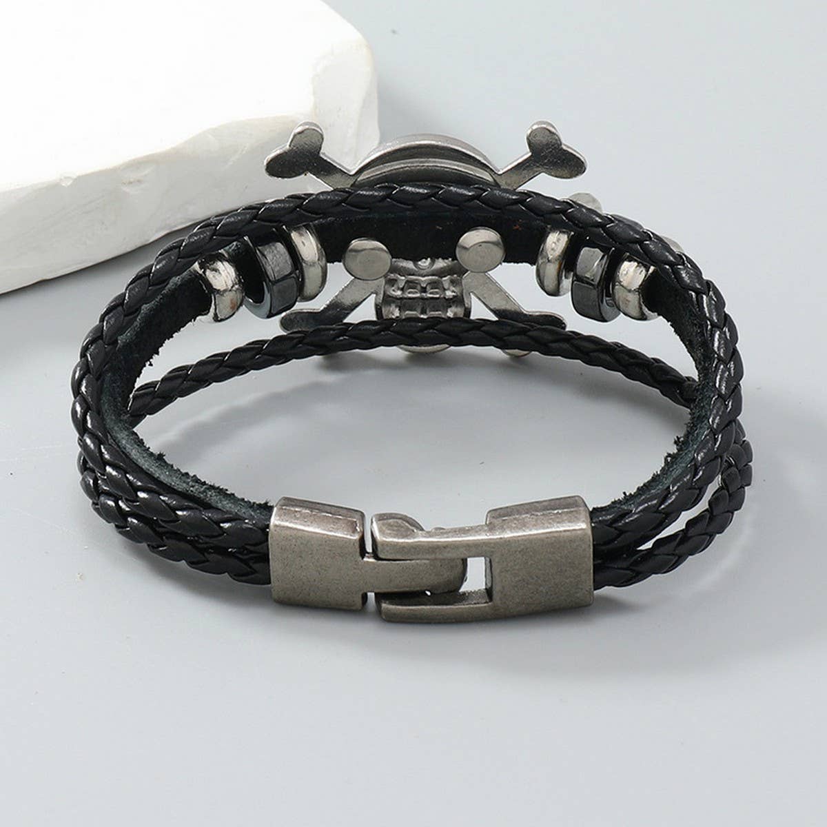 SIMPLE CREATIVE ALLOY SKULL LEATHER BRACELET_CWMM4469
