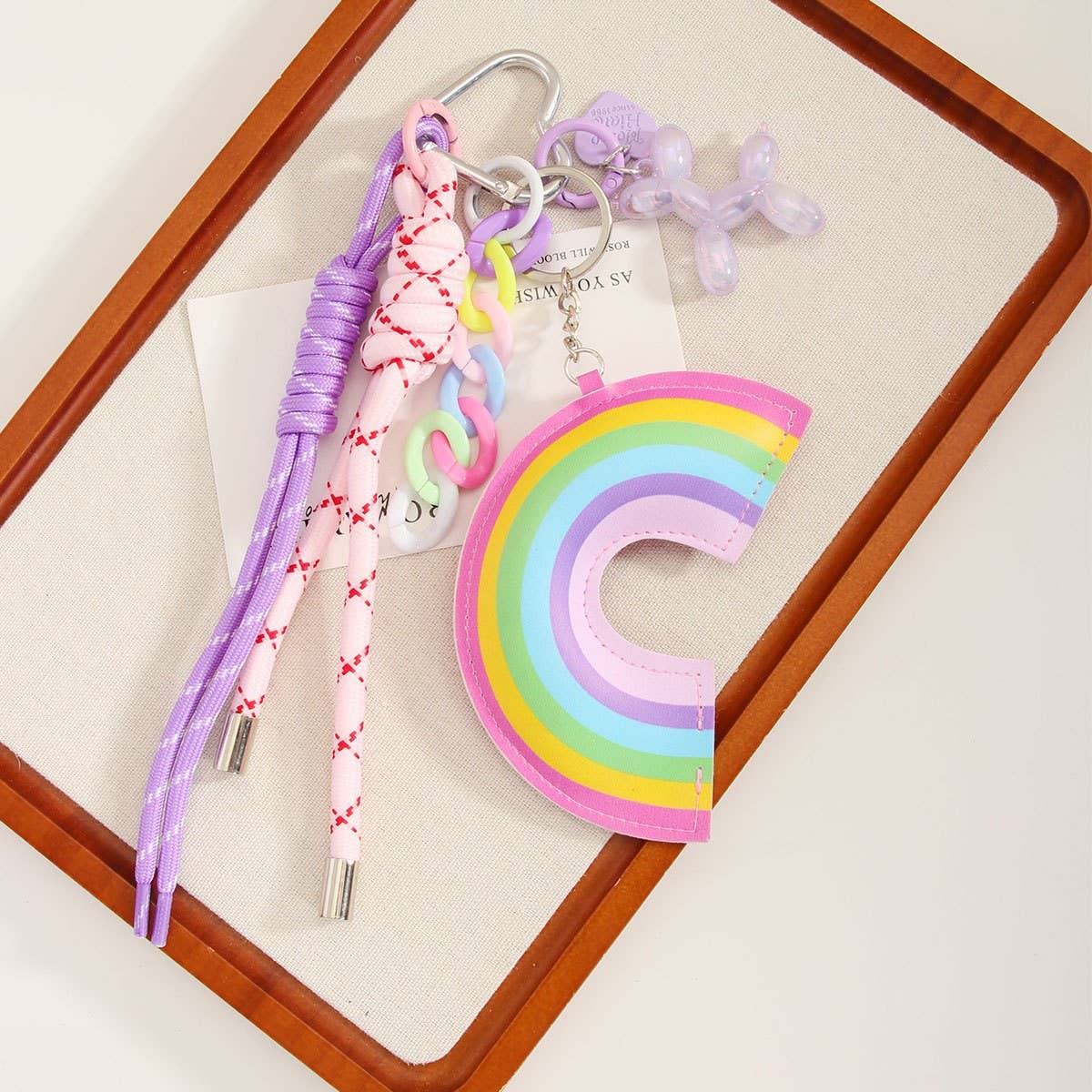 LEATHER RAINBOW PENDANT BOLD BAG KEY CHARM_CWMM7570