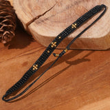 BEADED SMALL CROSS RICE BEAD BRACELET_CWMM3813