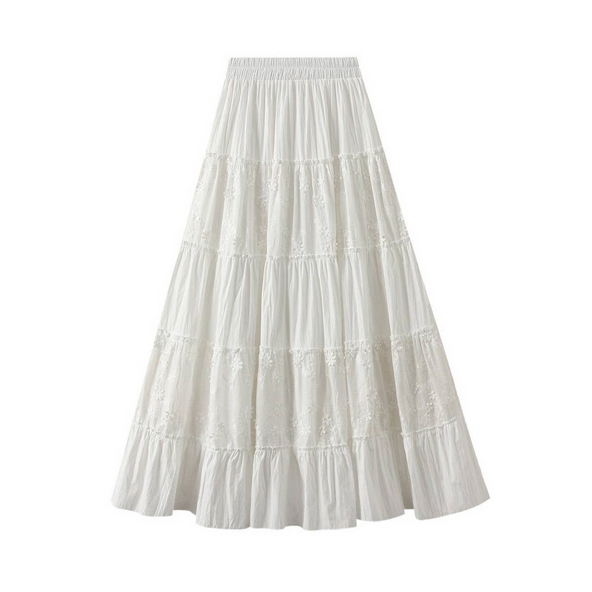 PANELED CAKE A LINE PLEATED SKIRT WITH FLOWING HEM_CWBMS0355