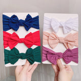 BABY BOW HEADBANDS SET SOFT NYLON WIDE BAND_CWAHA6750