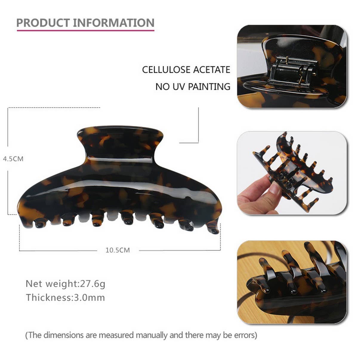 ACETATE GRAB CLIP RETRO LARGE SHARK CLIP_CWAHA4261