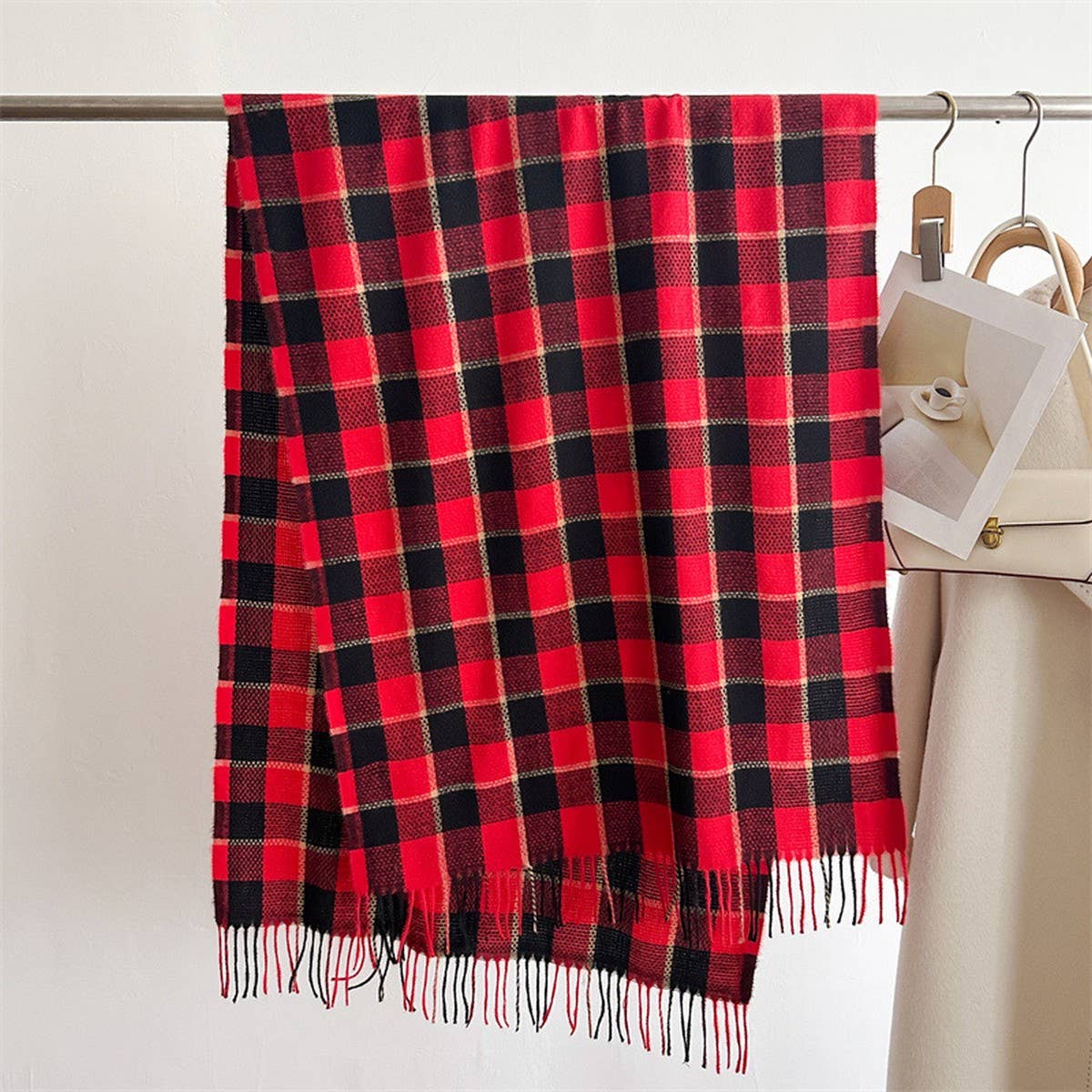 PLAID FAUX CASHMERE SCARF WARM WINTER WRAP_CWASC1446