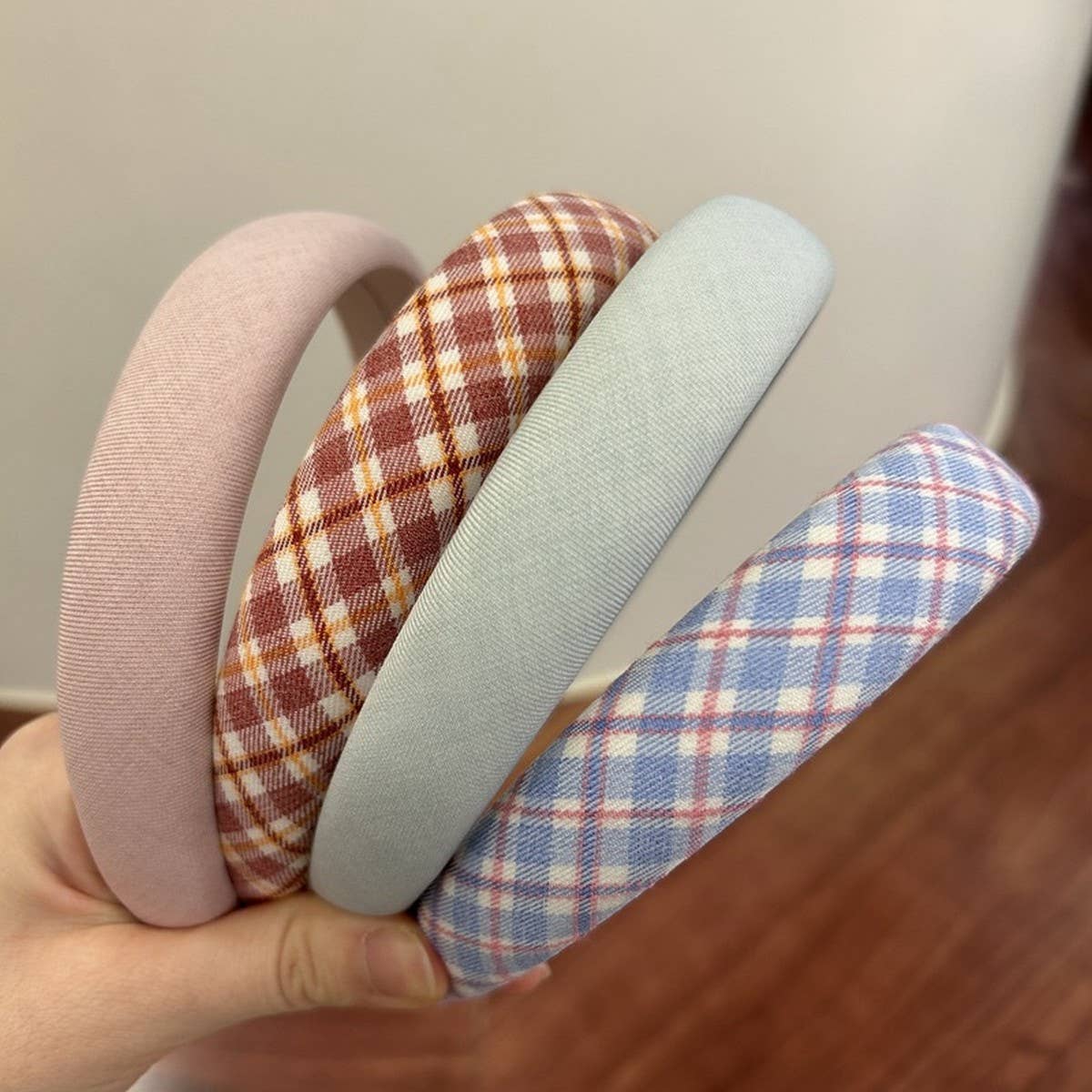 SMALL FRESH PLAID SOLID COLOR VERSATILE HEADBAND_CWAHA2857