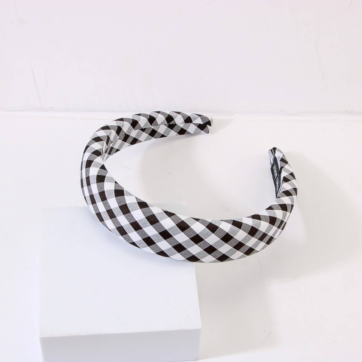 Cwaha1107_Literary Plaid Headband With Wide Edge