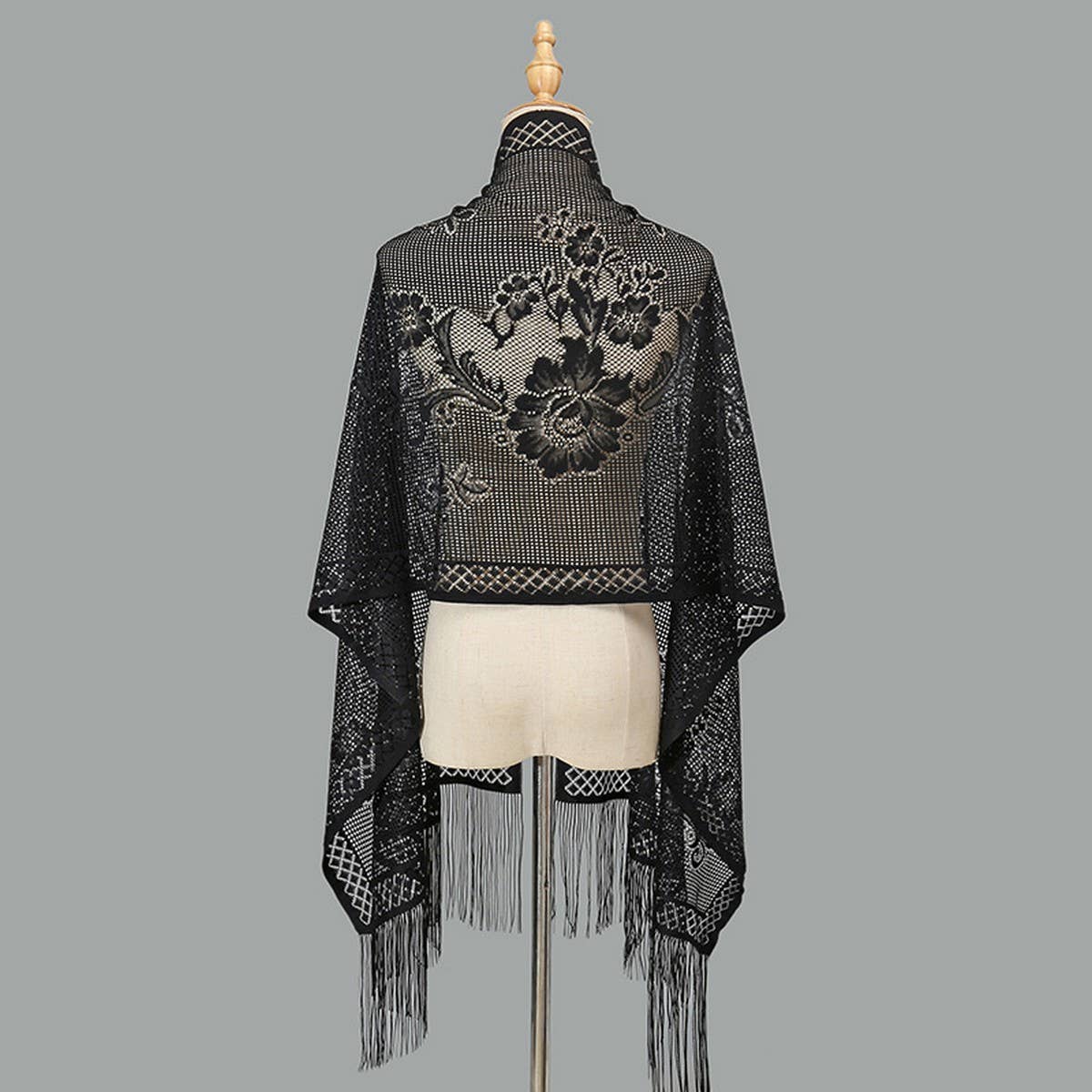 Sexy Flower Hollow Long Beard Triangle Scarf Shawl_Cwmm1999