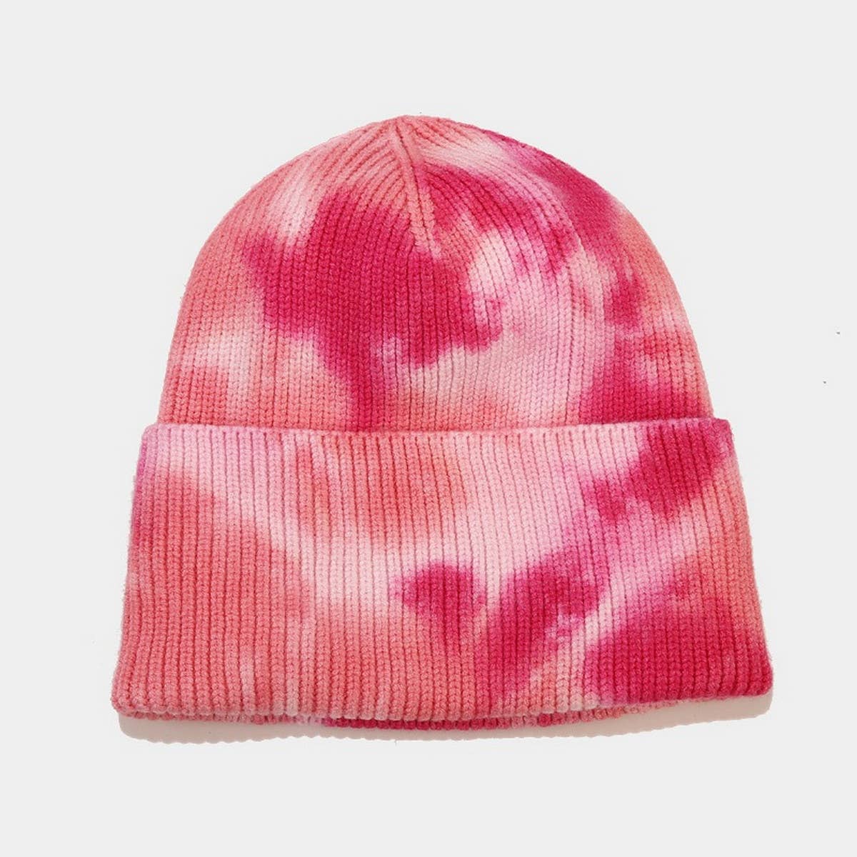 OUTDOOR WARM CURLED EDGE TIE DYE KNITTED HAT_CWAH1593