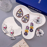 HALLOWEEN PARTY CREATIVE WOODEN EARRINGS_CWAJE1849