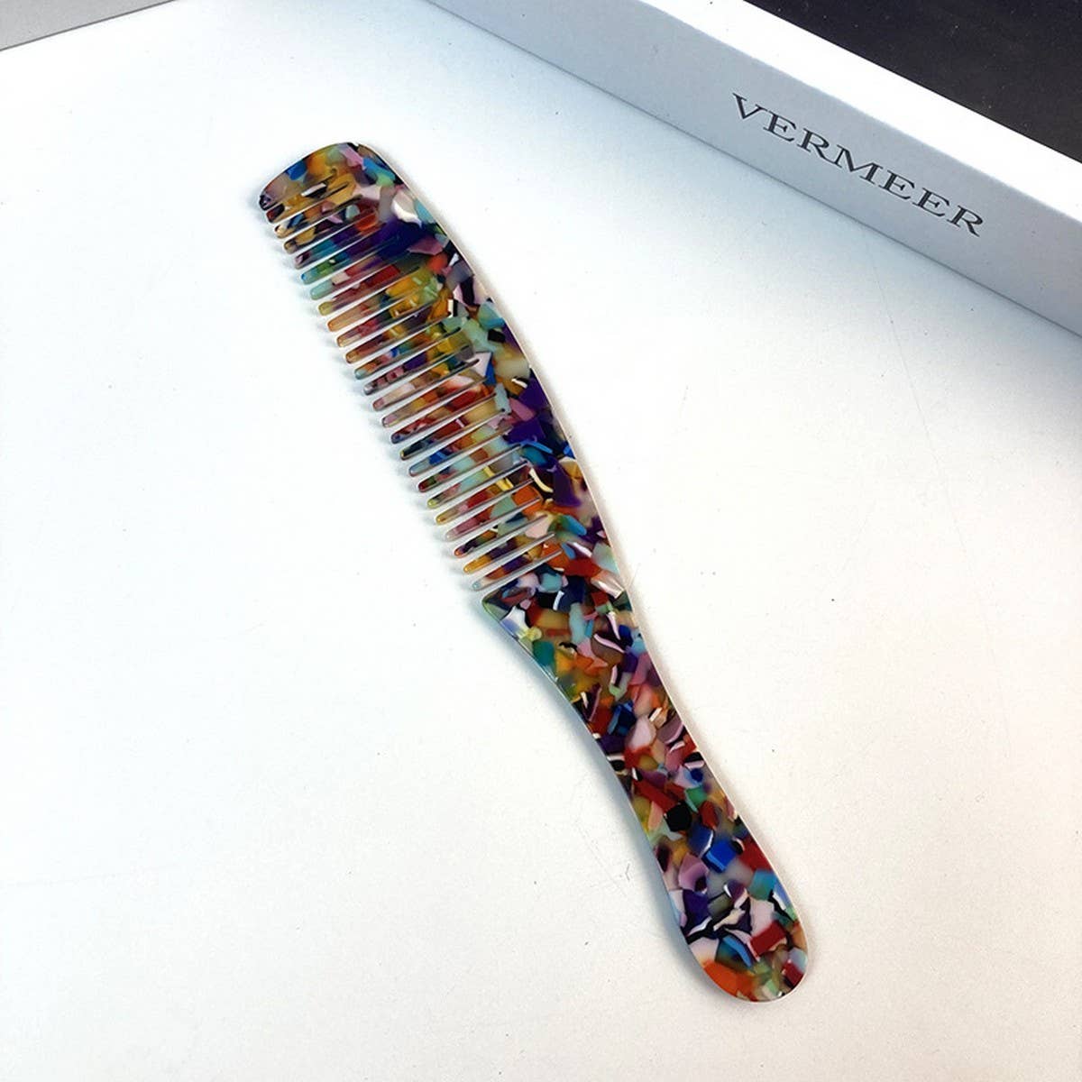 COLORFUL ACETATE FINE TOOTH COMB WITH HANDLE_CWMM6428