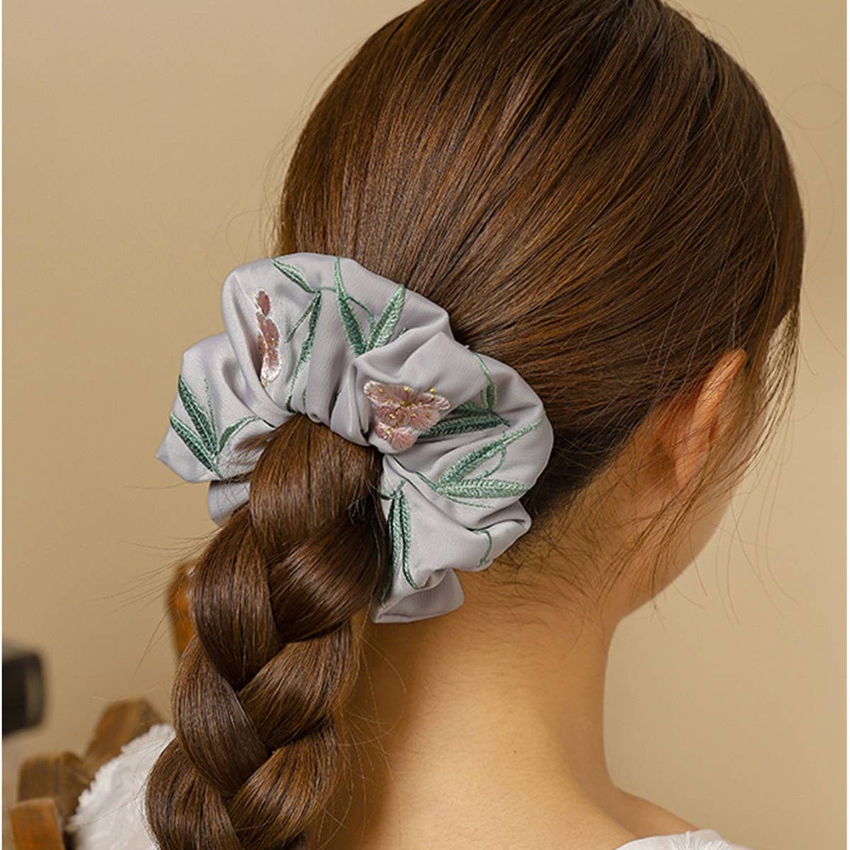 OLEANDER EMBROIDERED HAIR TIE FOR HANFU QIPAO_CWAHA5410