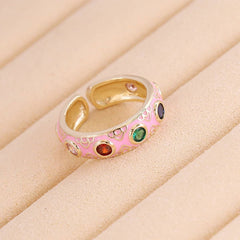 MULTICOLOR OIL DRIP OPEN PERSONALITY HIP HOP RING_CWAJE1743