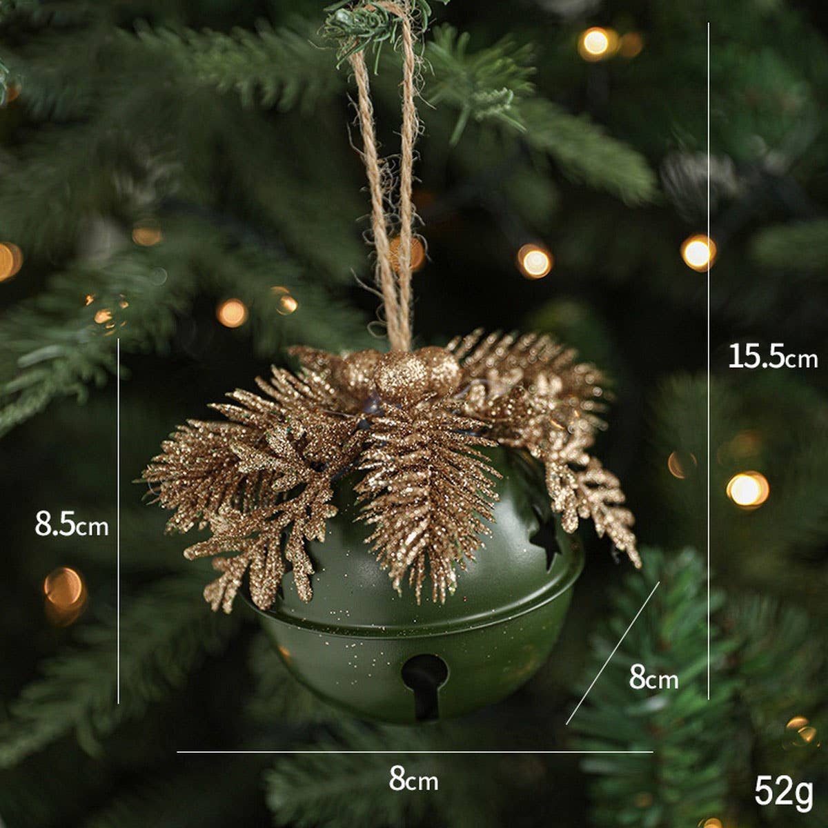 IRON GLITTER BELL PICK CHRISTMAS TREE DECORATION_CWMM9741