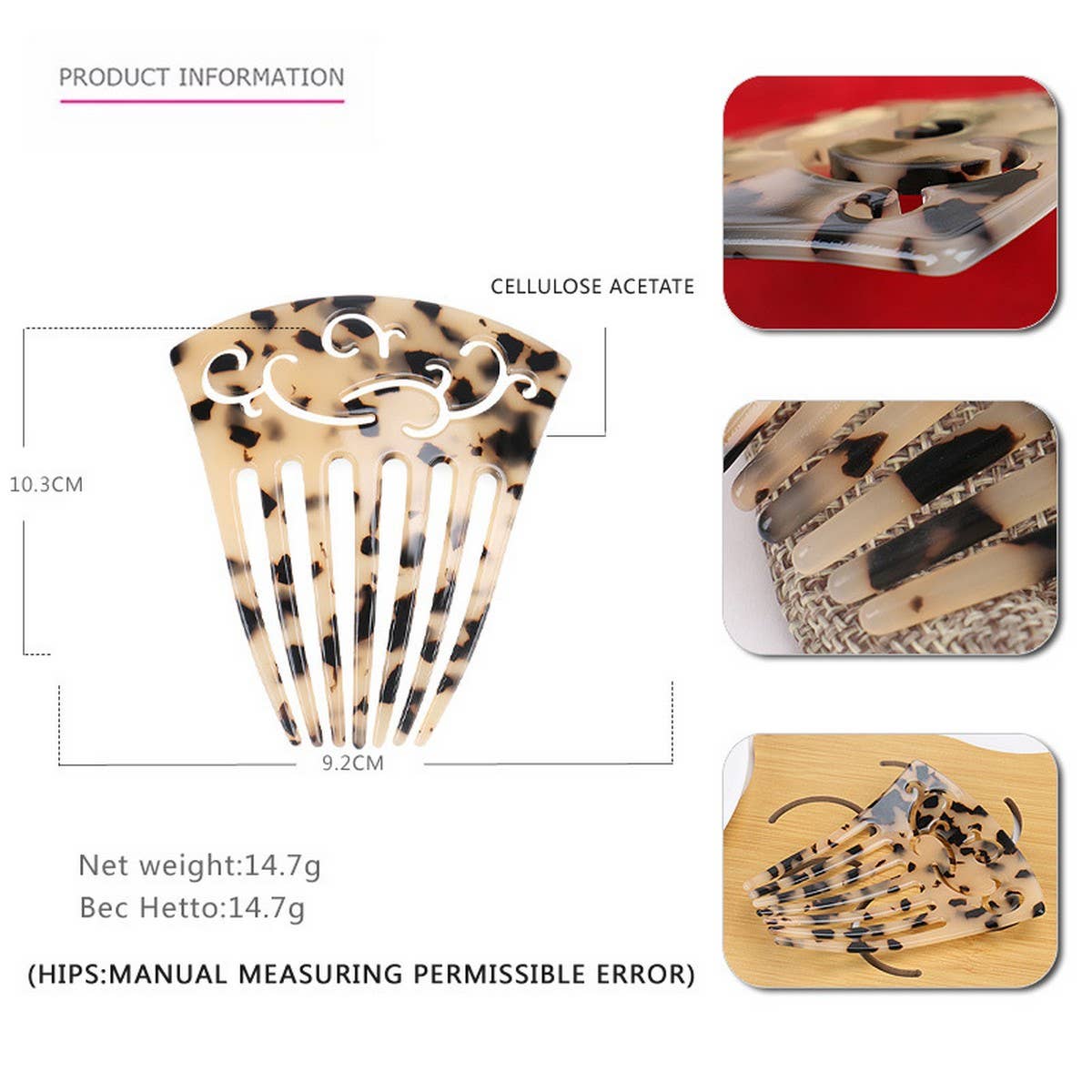 SEVEN TOOTH ACETATE COMB HAIR ACCESSORIES_CWAHA4203