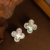 NATURAL ABALONE SILVER NEEDLE EARRINGS_CWMM4360