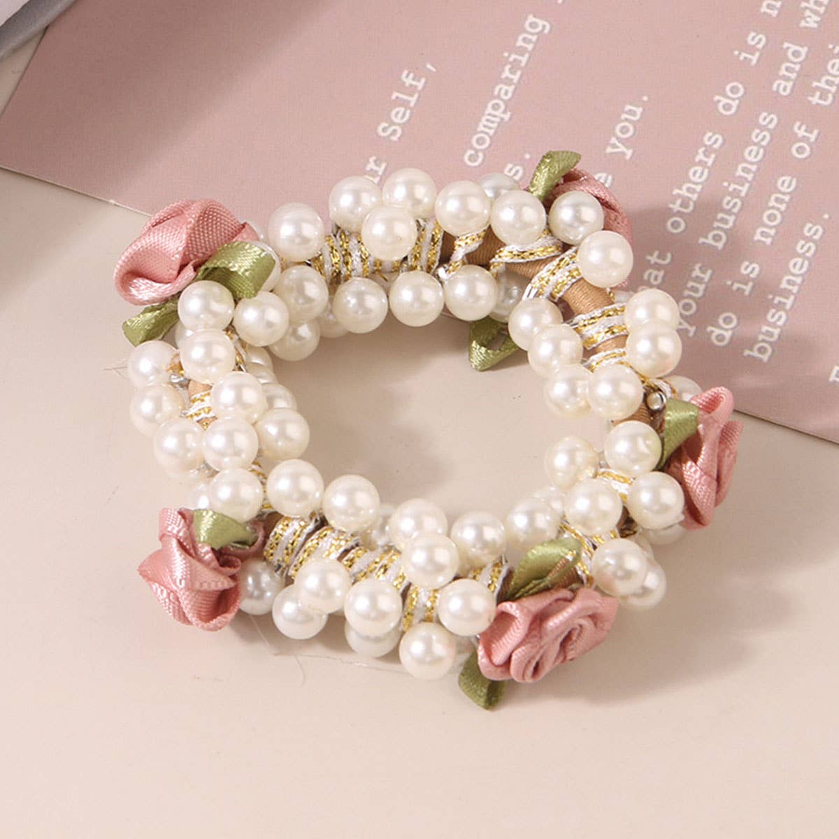ROSE PEARL HAIR TIES SCRUNCHIES STRETCH HAIR ROPE_CWAHA0407