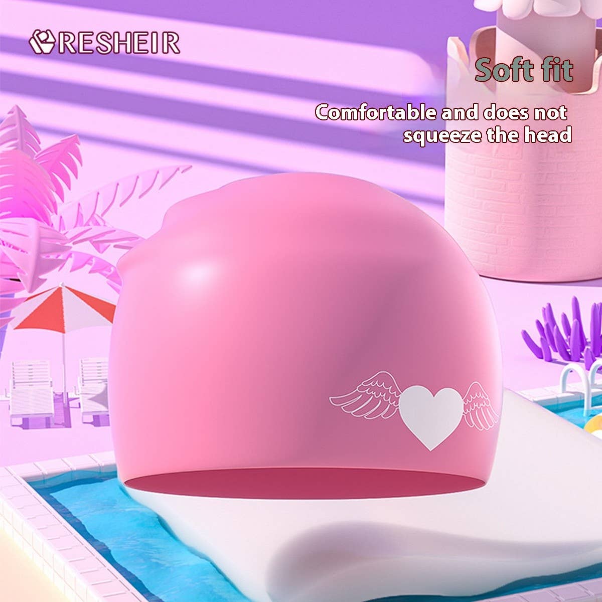 GIRLS SWIM CAP SILICONE WATERPROOF CUTE CARTOON_CWMM6724