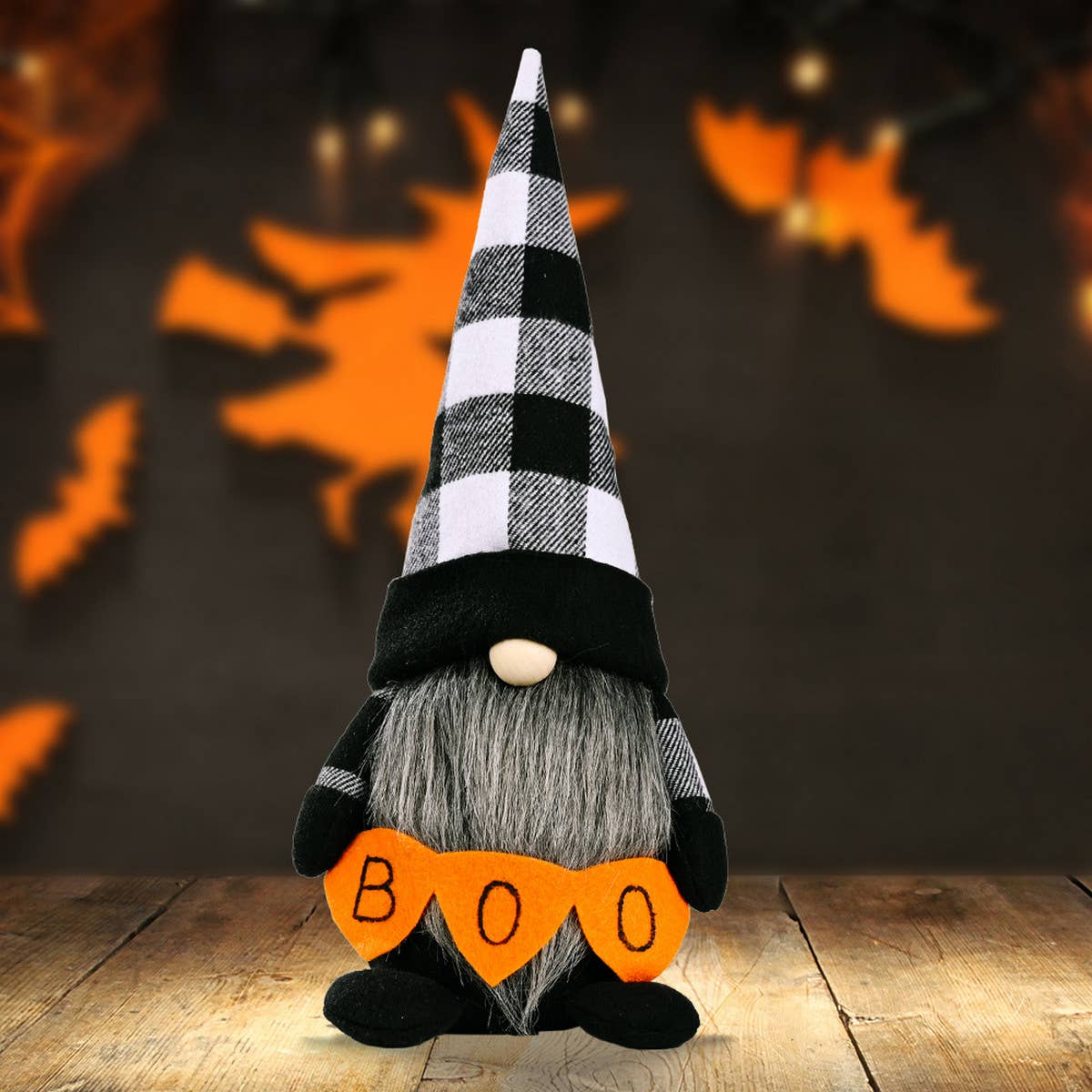 HALLOWEEN BOO DOLL PLAID HAT ORNAMENTS_CWMM1765