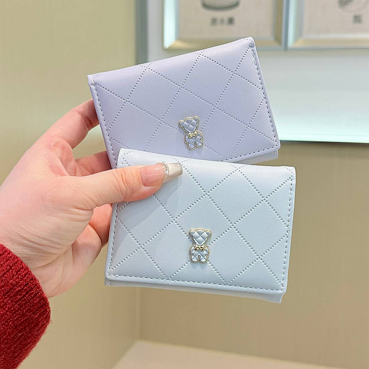 Cute Quilted Bear 3-Fold Wallet Ins_Cwab06257