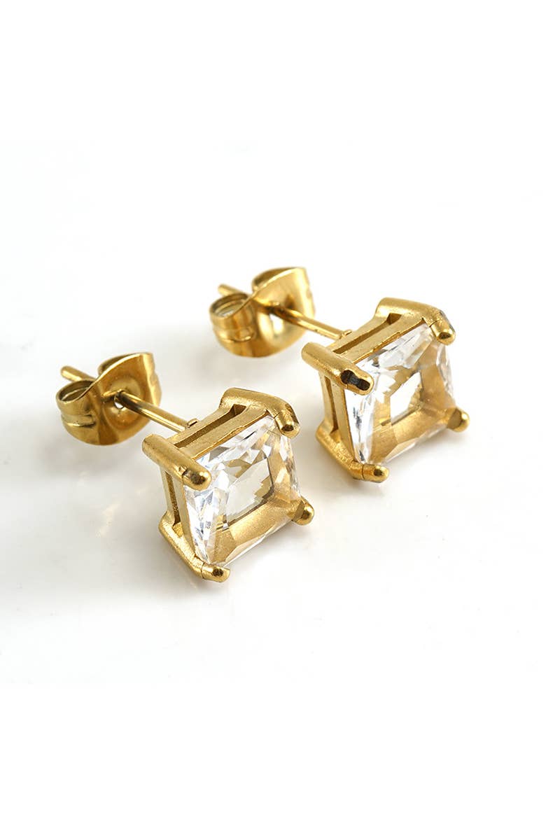 Colored Gem Decked Stainless Steel Earrings_Cwaje0378