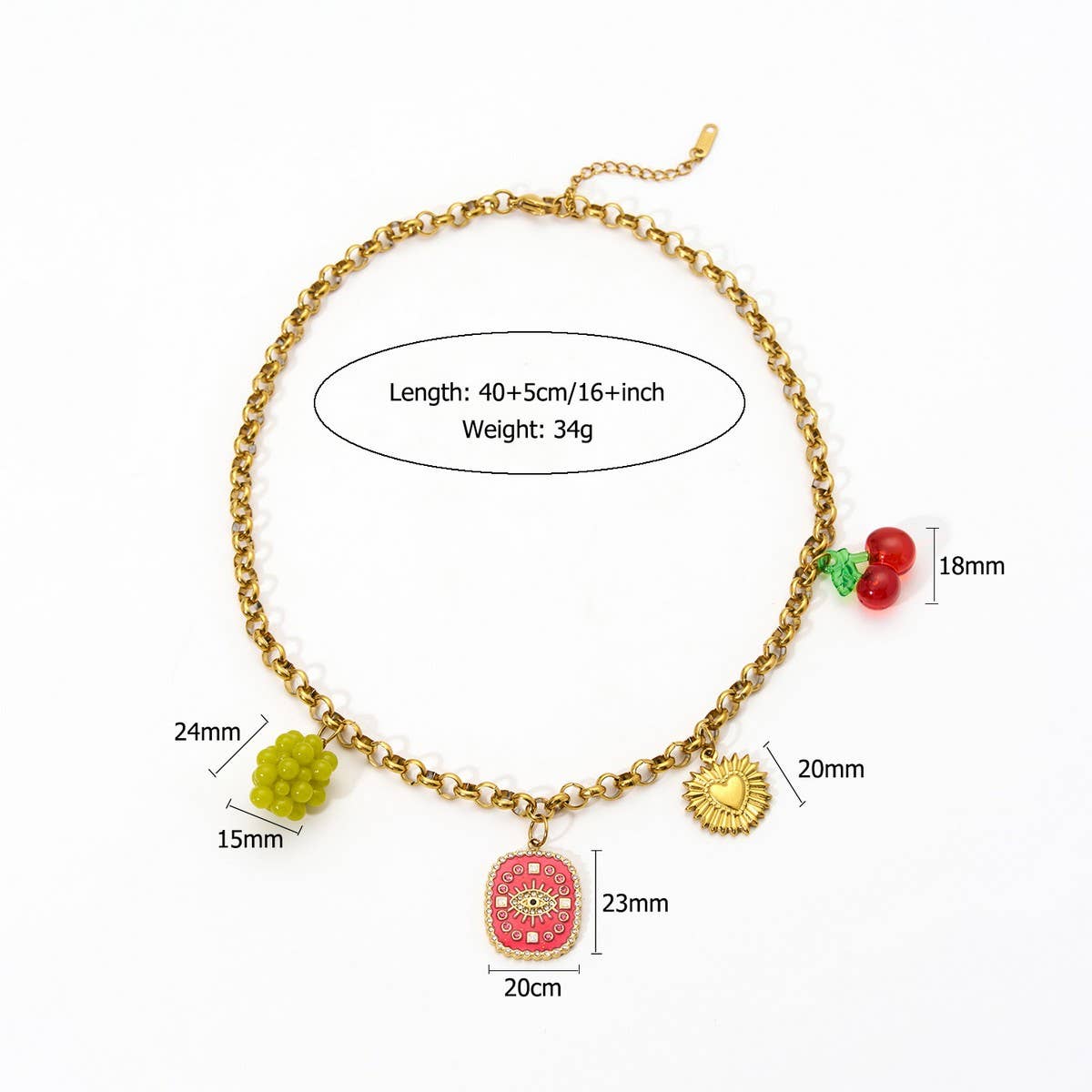 Trendy Titanium Steel Necklace With Fruit Charms_Cwmm8835