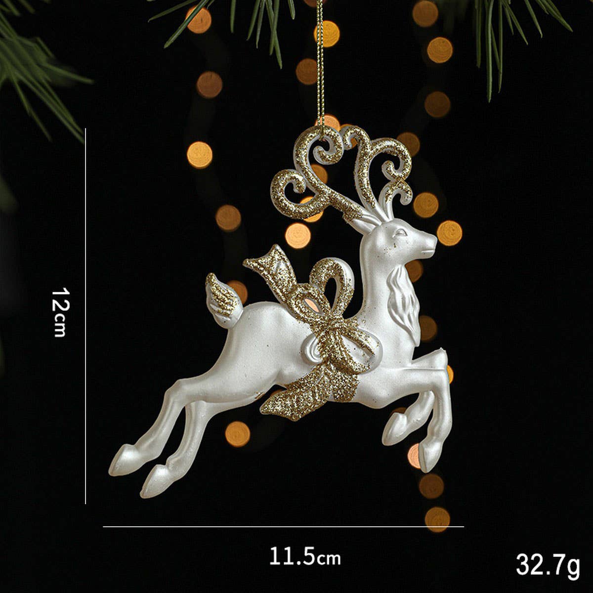 GOLD GLITTER XMAS SLED SANTA ANGEL REINDEER DECOR_CWMM9787