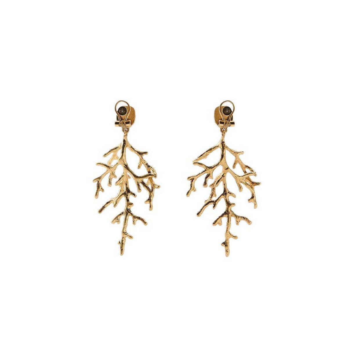 FASHIONABLE GOLDEN CORAL LONG EARRINGS_CWAJE5132